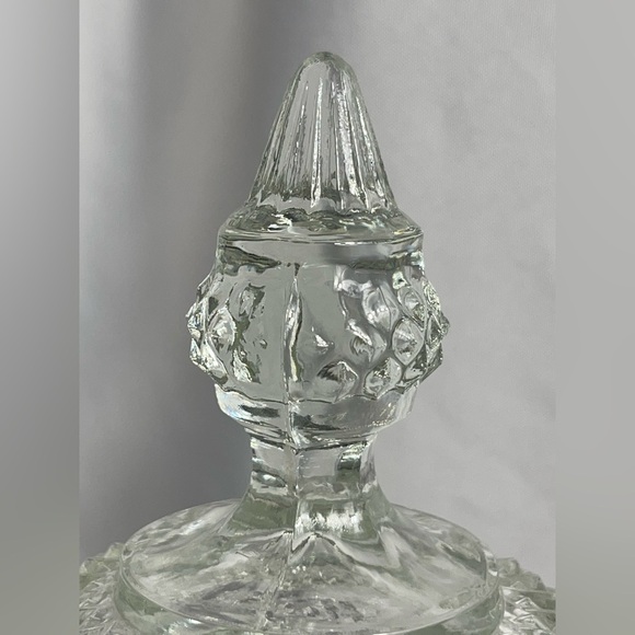 Vintage MCM Glass Diamond Point Clear Glass Lidded Candy/Nut Dish Elegant Classy - Picture 10 of 10
